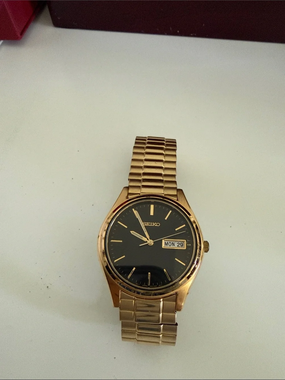 Seiko Gold-Tone Bracelet Watch with Black Dial